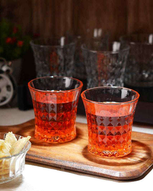 Dimond Patterned Glass Water & Juice Glasses | Set Of 6 | 220 ML
