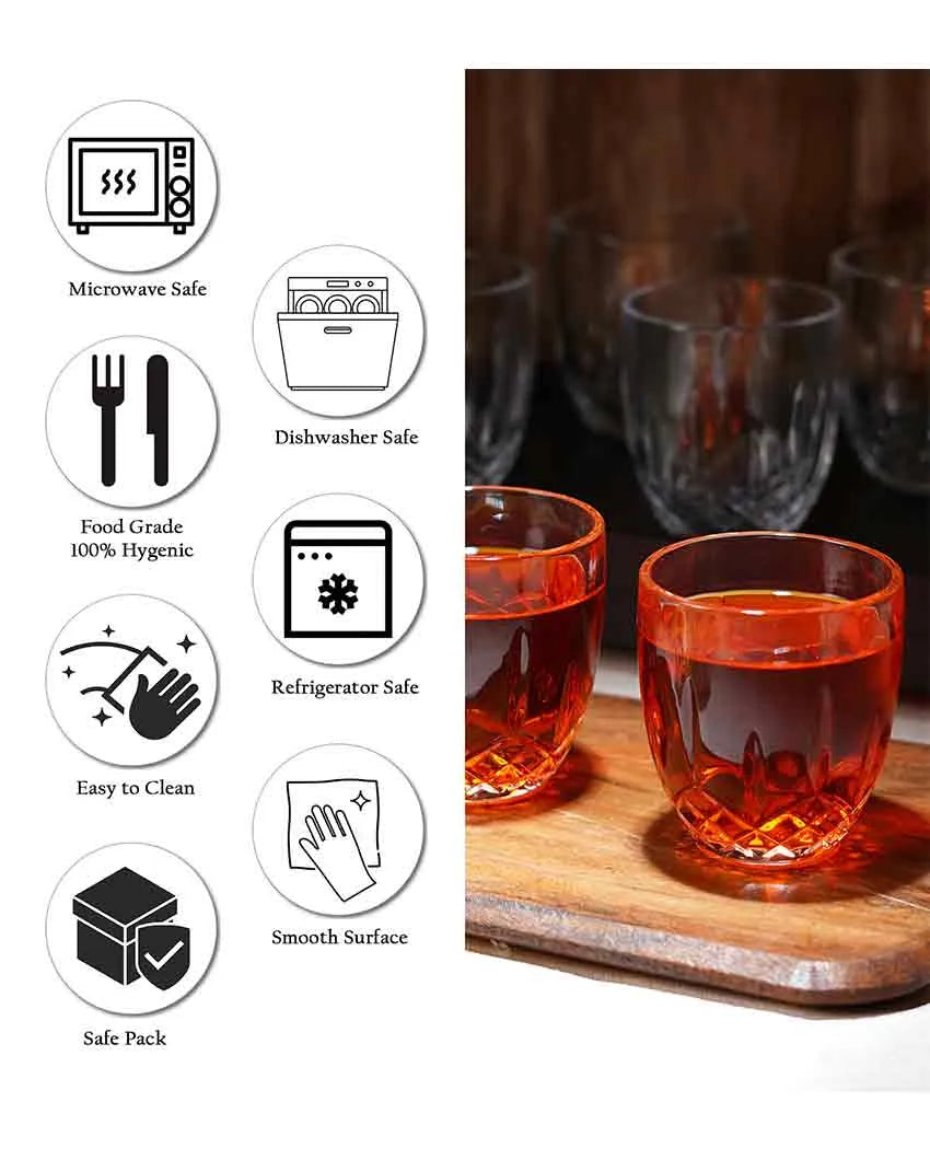 Criss-Cross Design Water Juice & Glasses | Set Of 6 | 225 ML