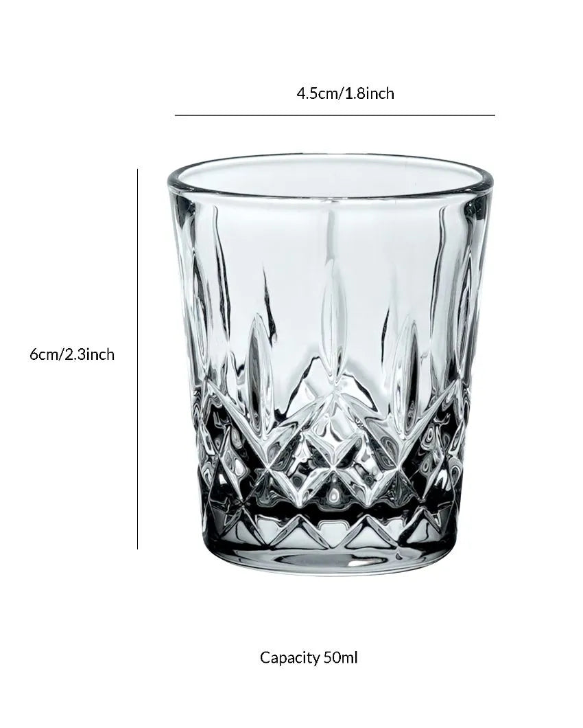 Glass Vodka Shot Glasses | Set Of 6 | 50 ML