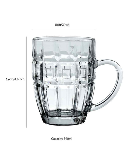 Glass Pint Beer Glasses | Set Of 2 | 390 ML