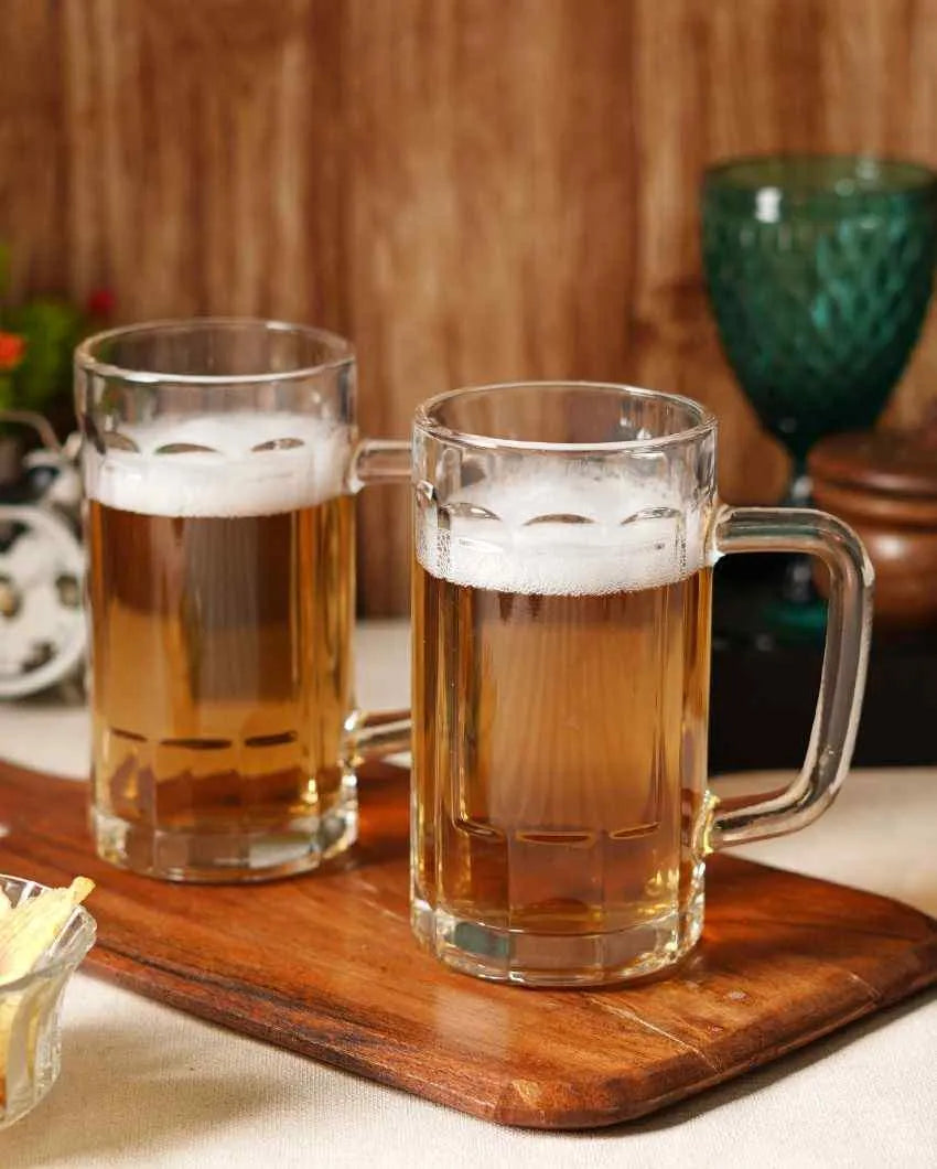 Simple Design Glass Beer Glasses | Set Of 2 | 465 ML