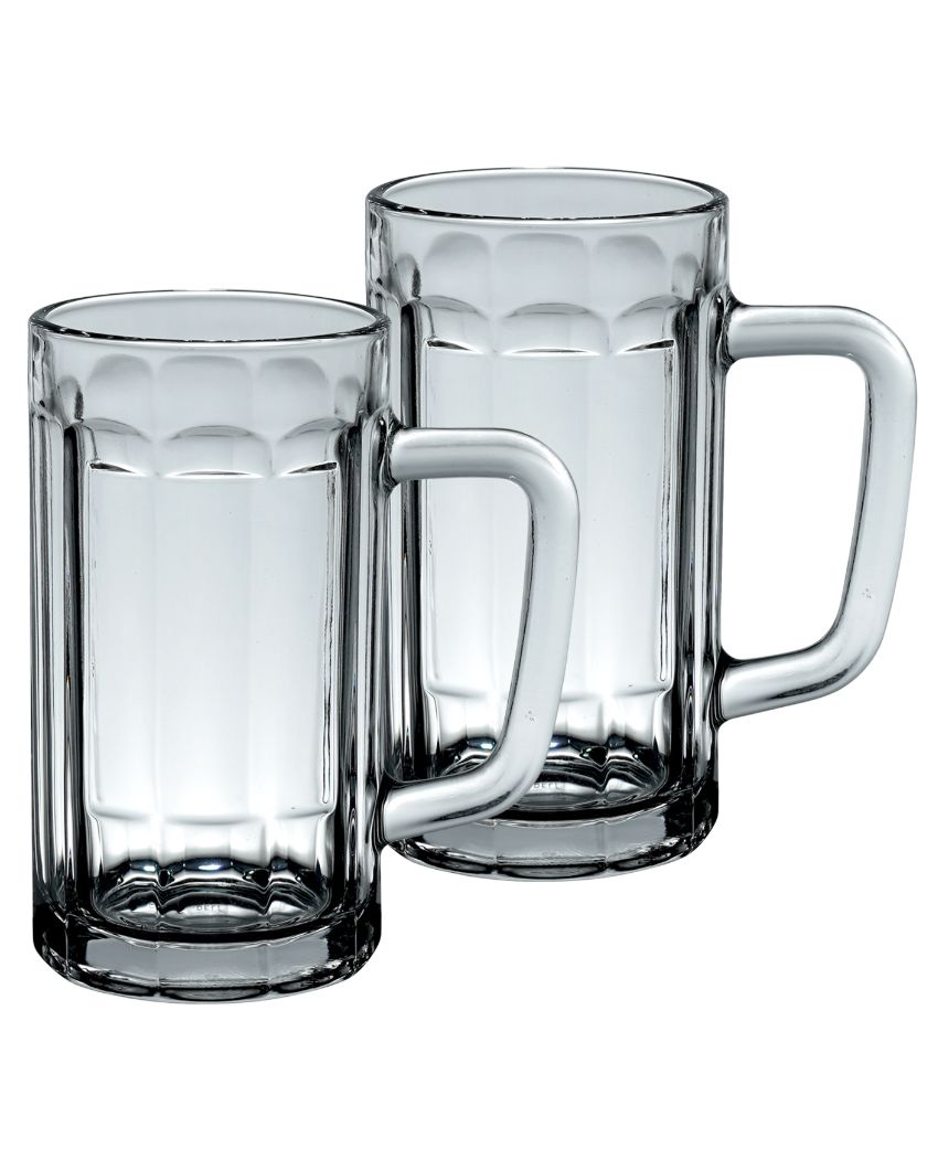 Simple Design Glass Beer Glasses | Set Of 2 | 465 ML