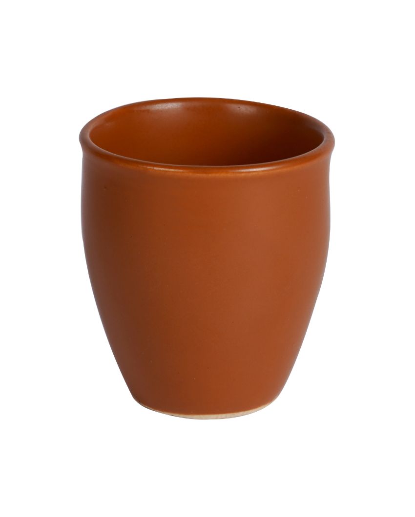 Brown Ceramic Conical Shaped Kullars | Set Of 6 | 180 ML