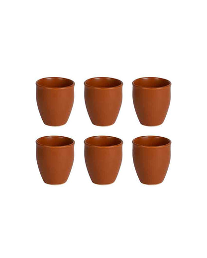 Brown Ceramic Conical Shaped Kullars | Set Of 6 | 180 ML