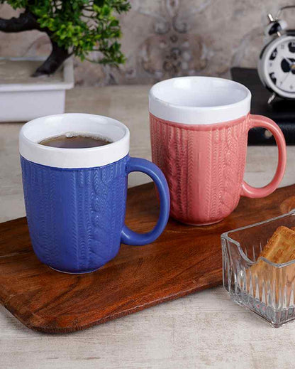 Multicolor Sweater Shaped Ceramic Coffee Mugs | Set Of 2