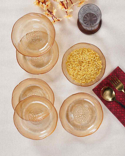 Beautiful Glass Serving Bowls | Set Of 6 Gold