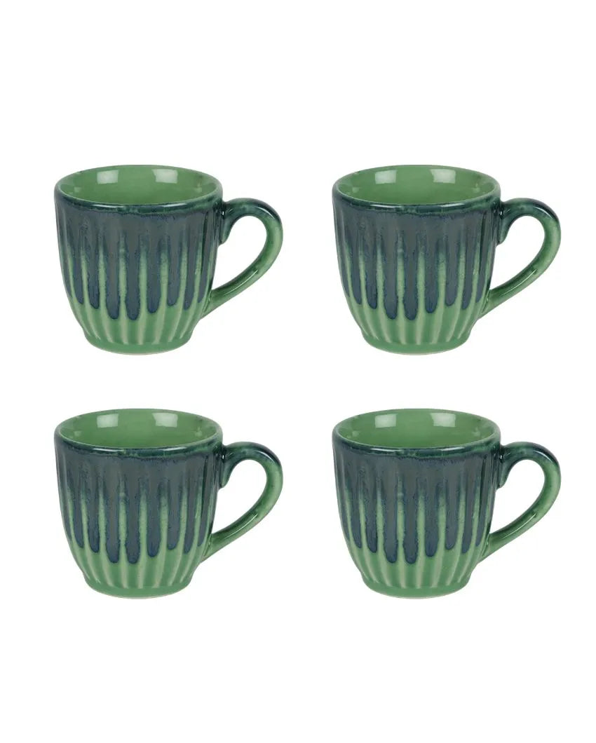 Green Textured Ceramic Tea Cups | Set Of 6