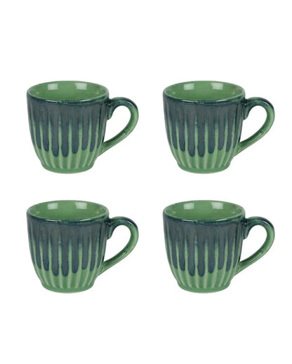 Green Textured Ceramic Tea Cups | Set Of 6