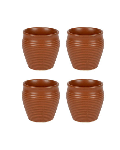 Earthern Ringer Designed Ceramic Kullars| Set Of 4