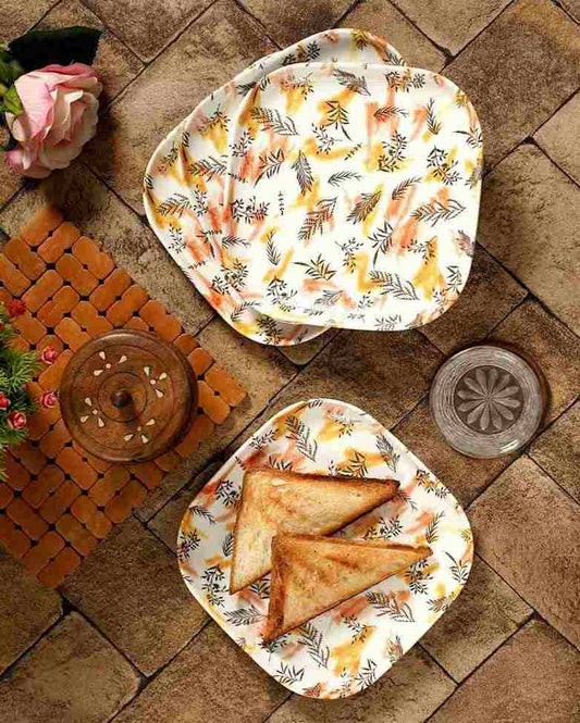 Melamine Floral Matte Designed Serving Platters | Set Of 4
