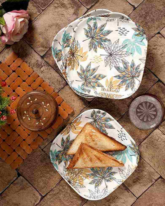 Colorful Floral Matte Designed Melamine Serving Platters | Set Of 4