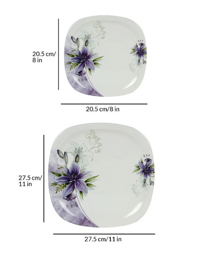 Square Shaped Melamine Colorful Floral Printed Dinner Set | 18 Pcs