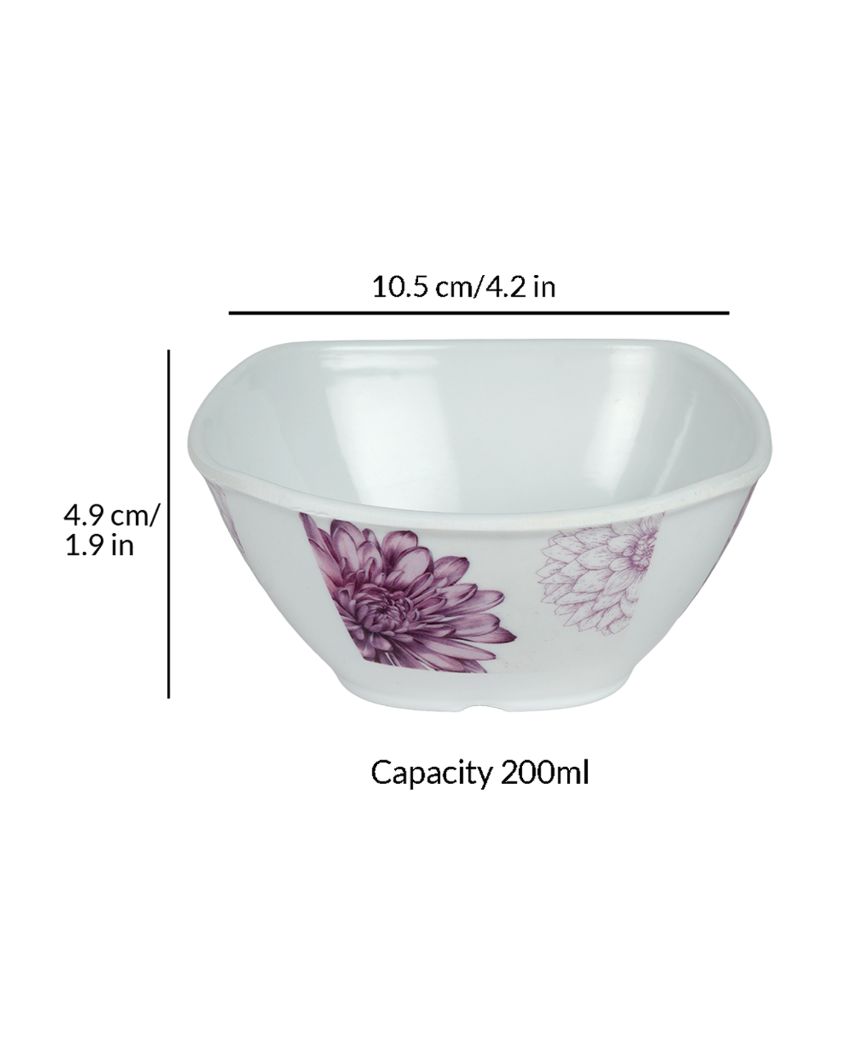 Square Shaped Melamine White Pink Floral Printed Dinner Set | 18 Pcs