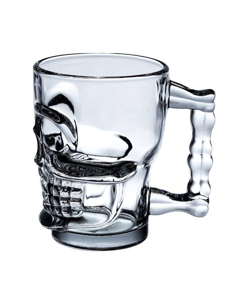 Skull Shaped Glass Beer Mugs | Set Of 2 | 540 ML