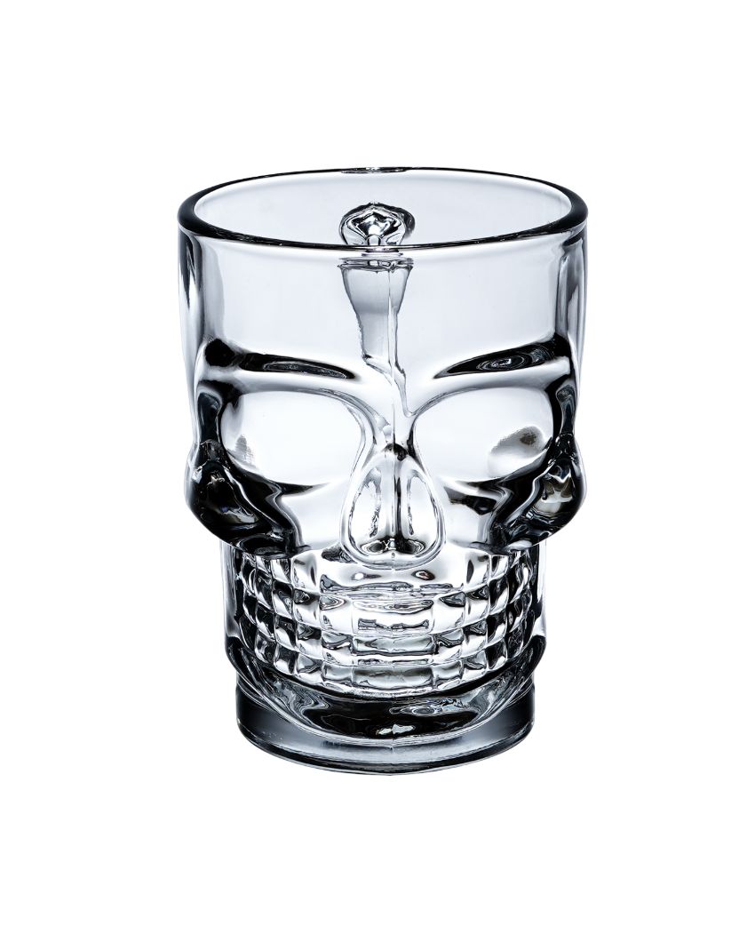 Skull Shaped Glass Beer Mugs | Set Of 2 | 540 ML