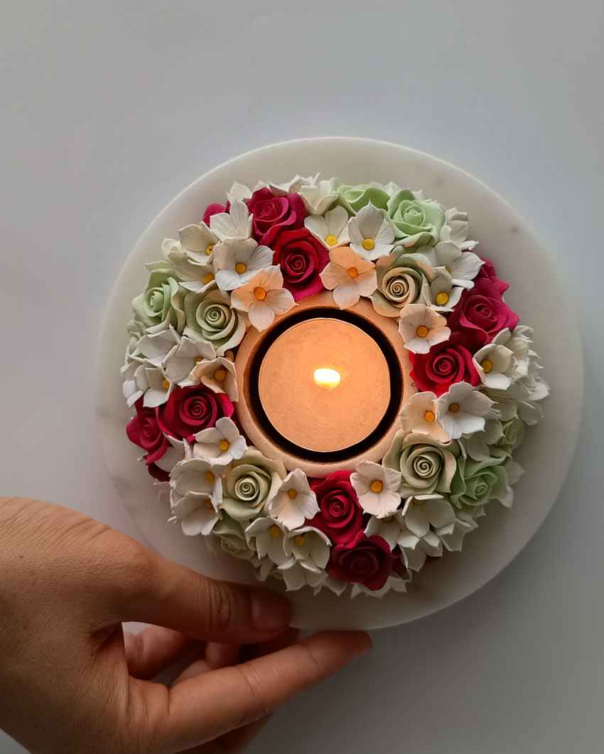 Scarlet Floral Tea Light Stand | 6 x 6 inches