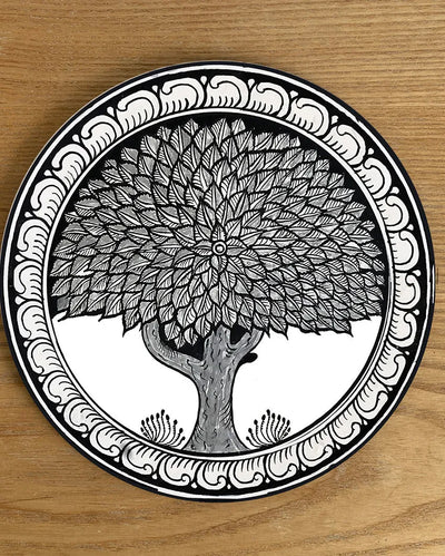 Sacred Serenity Patachitra Tree And Peepul Round Trivet | 8 inches