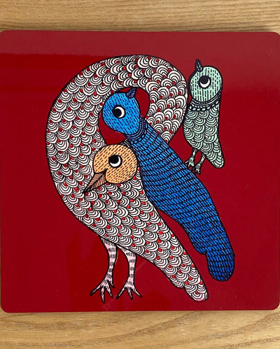 Gond Bird Serenity Trivet With A Touch of Tradition | 8 x 8 inches