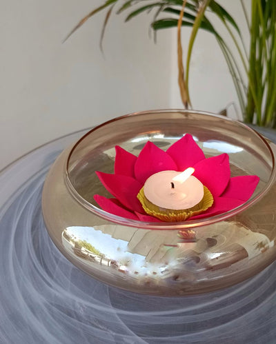 Lotus Urli Floral Tea Light Stand