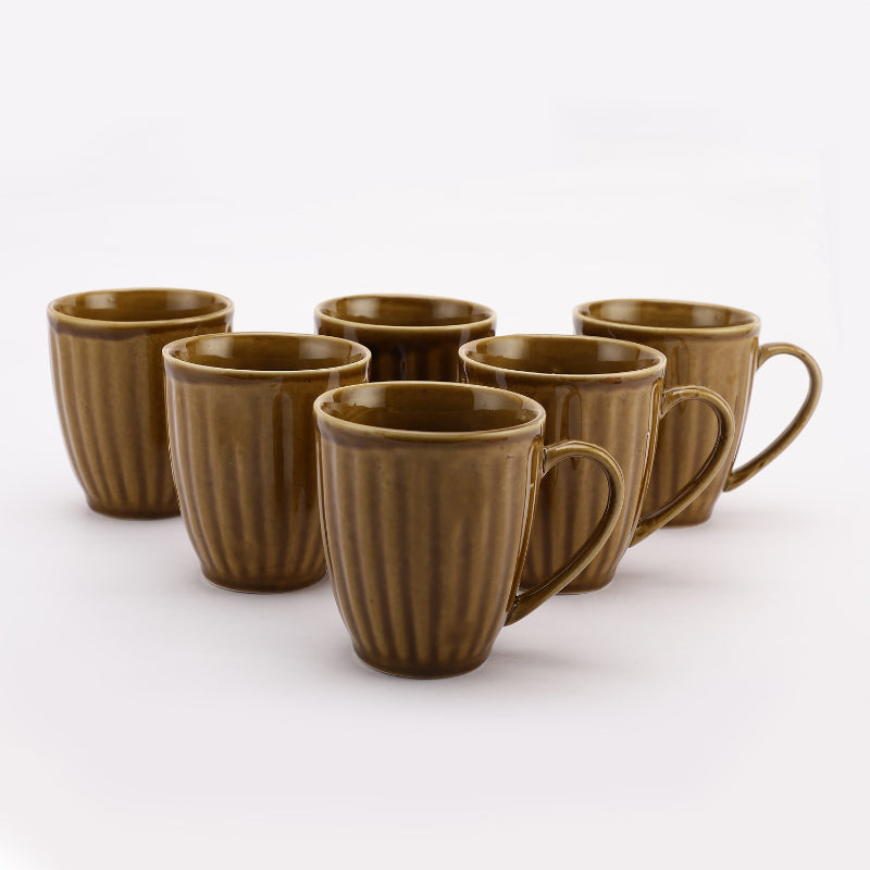 Ceramic Coffee Mugs | Set Of 6 | Multiple Colors Gold Yellow