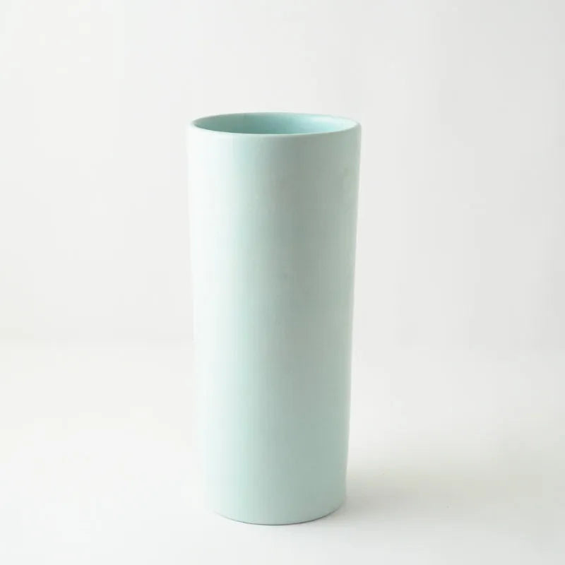 Sky Blue Cylindrical Ceramic Vase Default Title