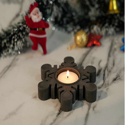 Geometric Simple Style Frosty Flake Concrete Tealight Candle Holder | 5 x 5 x 1 inches