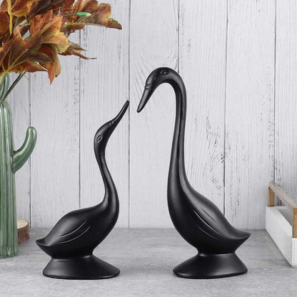 Crafted Perfect For Tabletop Or Shelf Aluminium Couples Bird Swan Figurine Pair