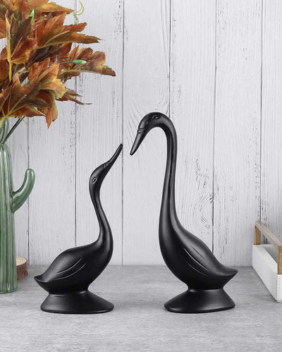 Crafted Perfect For Tabletop Or Shelf Aluminium Couples Bird Swan Figurine Pair