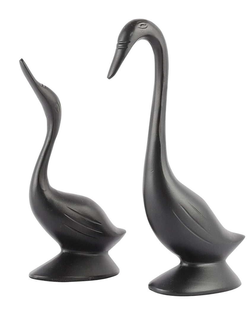 Crafted Perfect For Tabletop Or Shelf Aluminium Couples Bird Swan Figurine Pair