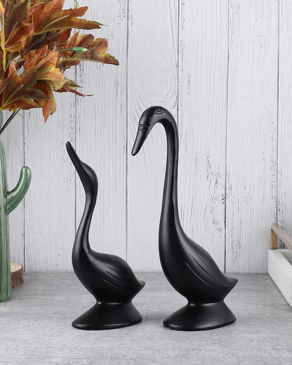 Crafted Perfect For Tabletop Or Shelf Aluminium Couples Bird Swan Figurine Pair