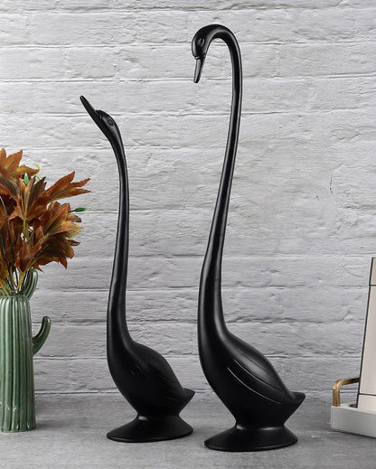 Crafted Perfect For Tabletop Or Shelf Aluminium Couples Bird Swan Figurine Pair