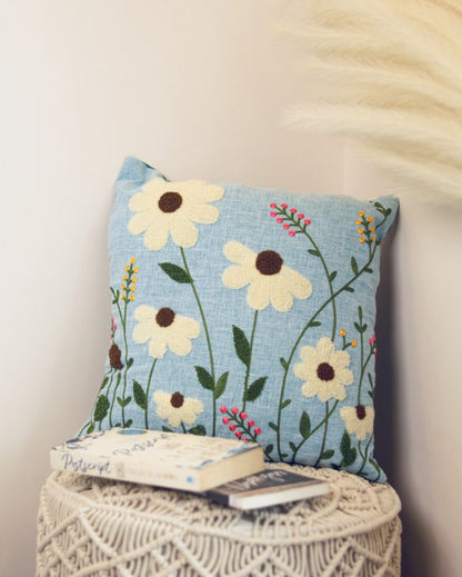 Embroider Tufted Floral Cushion Cover | 16 x 16 inches