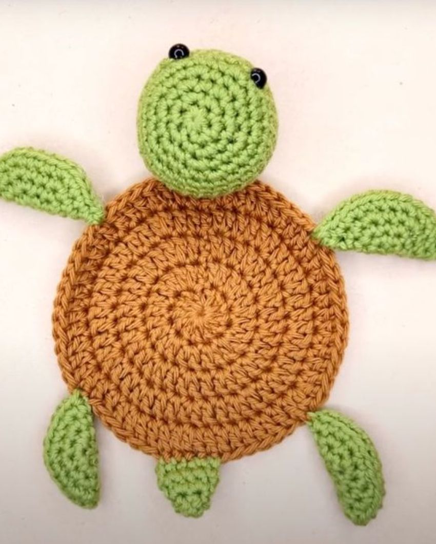 Crochet Turtle Coaster | 5 x 5 inches