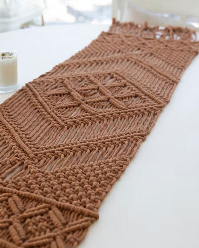 Brown Macrame Table Runner | 72 x 14 x 2 inches