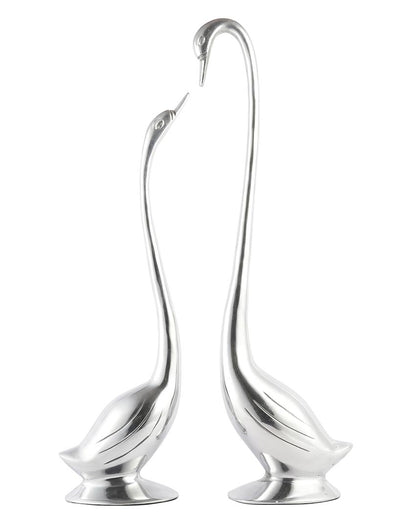 Graceful For Adding Artistic Touch Aluminium Couples Bird Swan Figurine Pair