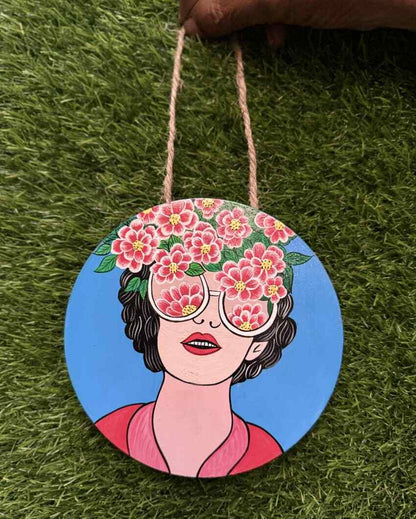 Floral Print Girl Wall Hanging | 6 inches