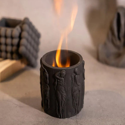 Modern Geometric Look Fellah Concrete Firepot | 4 x 4 x 5 inches