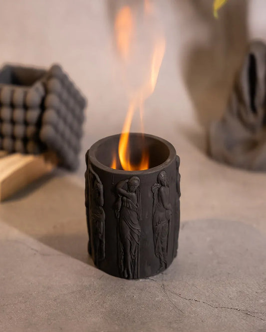 Modern Geometric Look Fellah Concrete Firepot | 4 x 4 x 5 inches