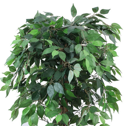Elegant Green Artificial Ficus Plant in Black Pot