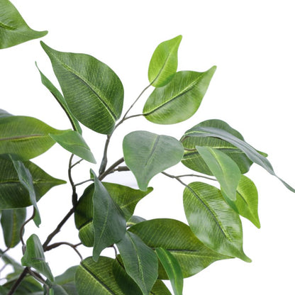 Elegant Green Artificial Ficus Plant in Black Pot
