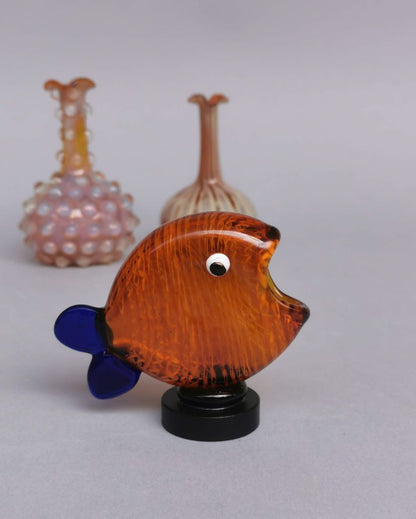 Amber Dreams Glass Fish Table Decor