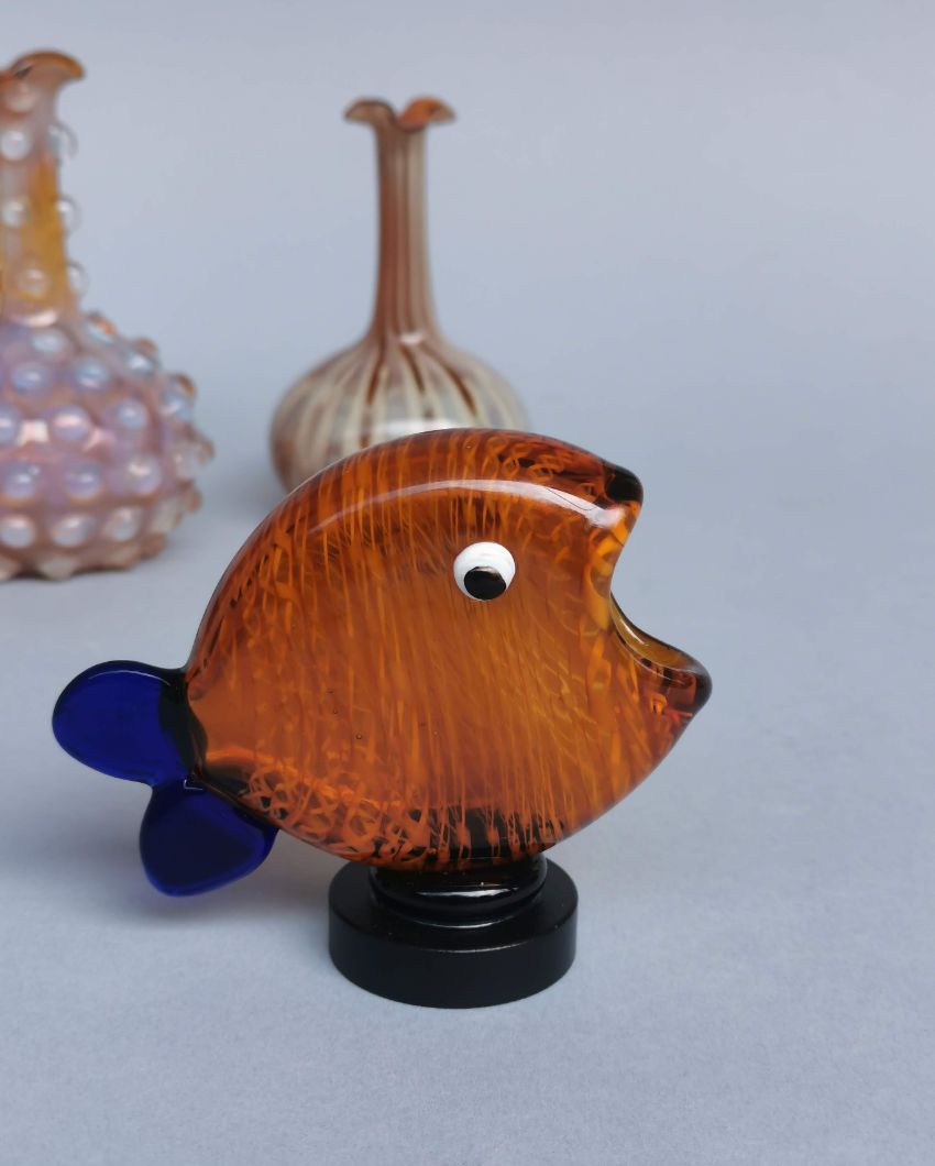 Amber Dreams Glass Fish Table Decor