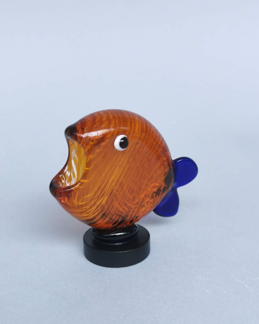 Amber Dreams Glass Fish Table Decor