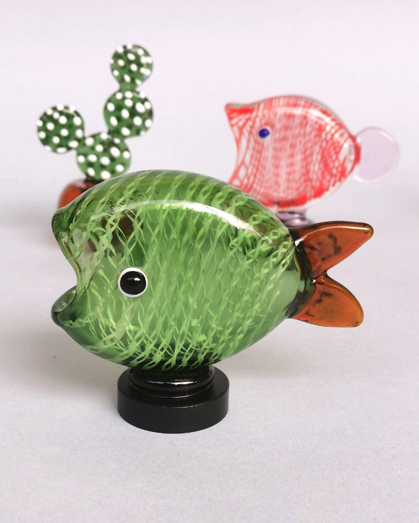 Amber Dreams Glass Fish Table Decor