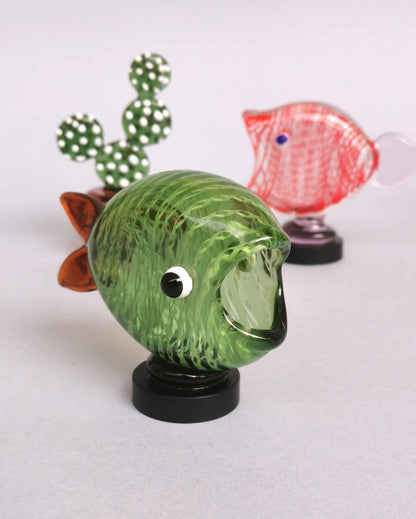 Amber Dreams Glass Fish Table Decor