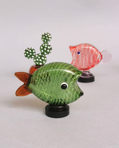 Amber Dreams Glass Fish Table Decor