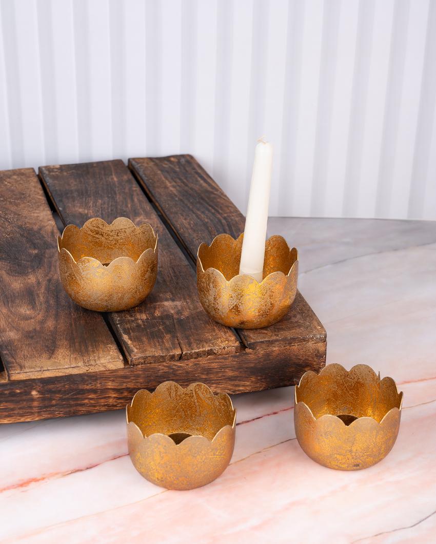 Wavesong Metal Candle Holders | Set of 4 | 3 x 3 inches