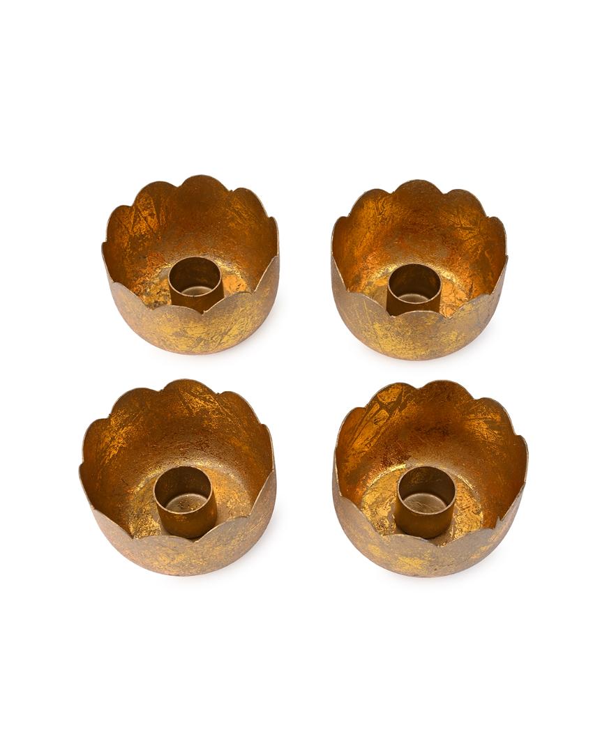 Wavesong Metal Candle Holders | Set of 4 | 3 x 3 inches