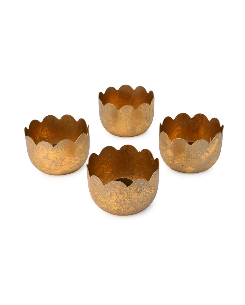 Wavesong Metal Candle Holders | Set of 4 | 3 x 3 inches