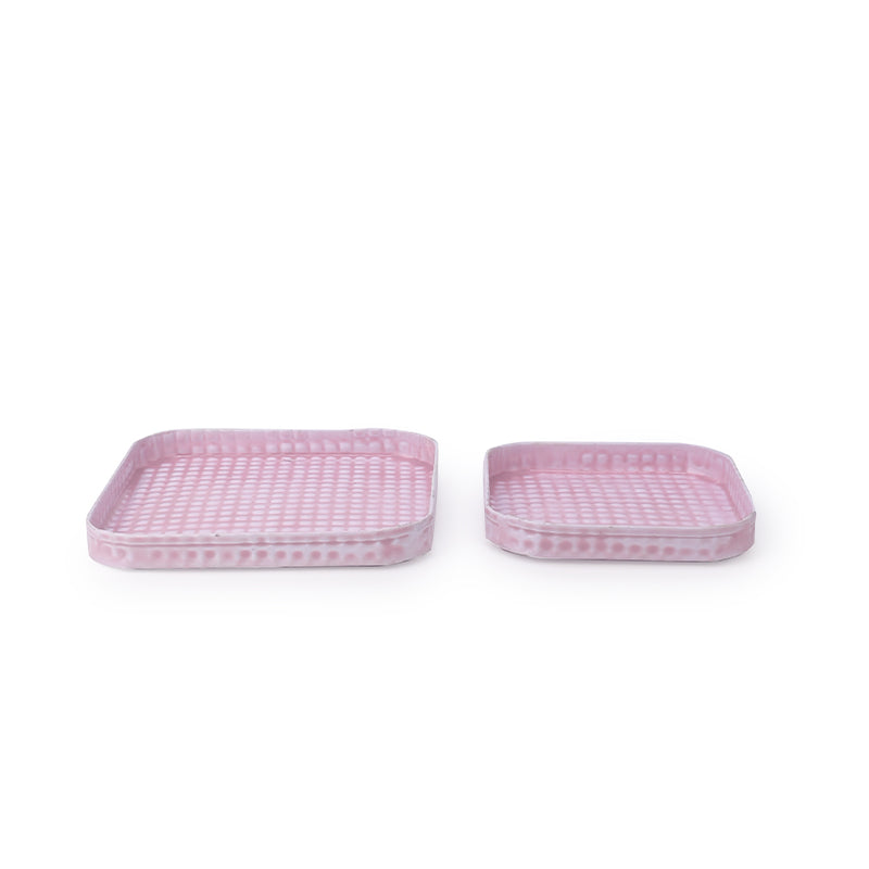 Marine Majesty Platter Cum Organizer | Set of 2 Pink